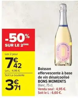 Carrefour Bon Moments Boisson effervescente à base de vin désalcoolisé offre