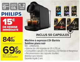 Carrefour Philips Machine à expresso L'Or Barista Sublime piano noir offre
