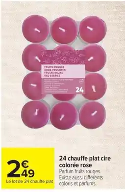 Carrefour 24 chauffe plat cire colorée rose offre