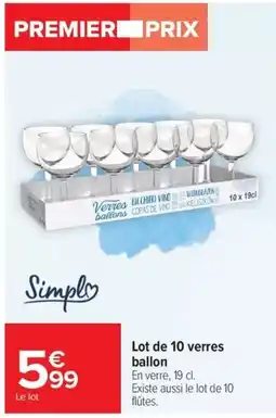 Carrefour Simpl Lot de 10 verres ballon offre