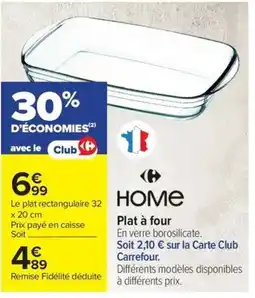 Carrefour Home Plat à four offre