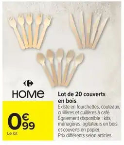Carrefour Home Lot de 20 couverts en bois offre