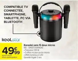 Carrefour Koolstar Karaoké sans fil deux micros offre