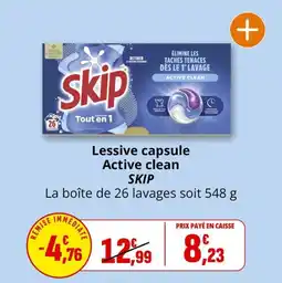 Coccimarket Lessive capsule active clean skip offre