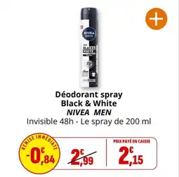 Coccimarket Déodorant spray black & white nivea men offre