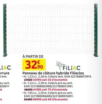 Panneau de clôture hybride filiaclos