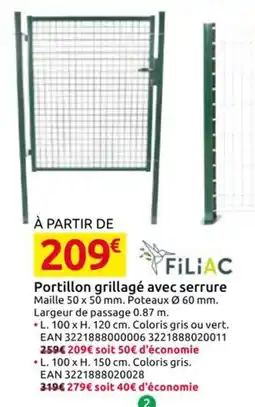 Mr Bricolage Portillon grillagé avec serrure offre