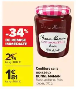 Carrefour Market Confiture sans morceaux BONNE MAMAN offre