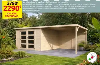 Abri de jardin en bois délice avec appentis