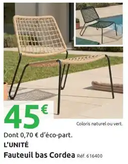 Mr Bricolage Fauteuil bas cordea offre