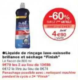 Monop' Liquide de rinçage lave-vaisselle brillance et séchage finish offre