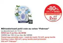 Monop' Désodorisant petit coin au coton febreze offre