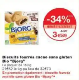 Monop' Biscuits fourrés cacao sans gluten bio bjorg offre