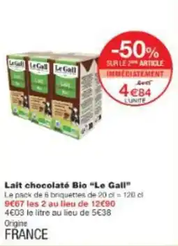 Monop' Lait chocolaté bio le gall offre