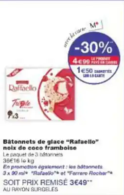 Monop' Bâtonnets de glace rafaello noix de coco framboise offre