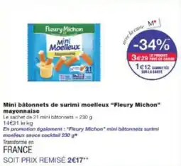 Monop' Mini bâtonnets de surimi moelleux fleury michon mayonnaise offre