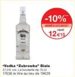 Monop' Vodka zubrowka biala offre