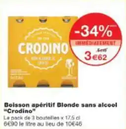 Monop' Boisson apéritif blonde sans alcool crodino offre