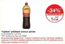 Monop' Lipton pétillant saveur pêche offre