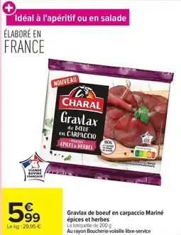 Carrefour Gravlax de boeuf en carpaccio mariné épices et herbes offre