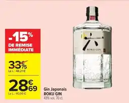 Carrefour Gin Japonais ROKU GIN offre