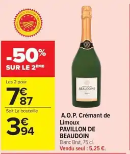 Carrefour A.O.P. Crémant de Limoux PAVILLON DE BEAUDOIN offre