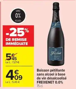 Carrefour Boisson pétillante sans alcool à base de vin désalcoolisé FREIXENET 0.0% offre