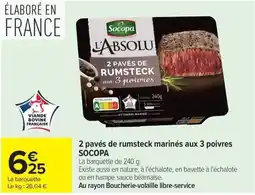 Carrefour 2 pavés de rumsteck marinés aux 3 poivres SOCOPA offre