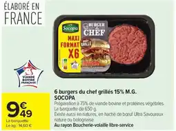 Carrefour 6 burgers du chef grillés 15% M.G. SOCOPA offre