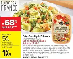Carrefour Pates Conchiglie Epinards offre