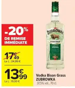 Carrefour Market ZUBROWKA Vodka Bison Grass offre