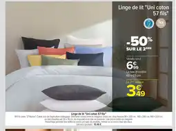 Carrefour Market TEX Linge de lit Uni coton 57 fils offre