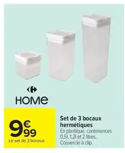 Carrefour Market Set de 3 bocaux hermétiques offre