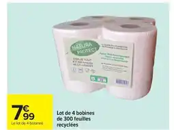 Carrefour Market Lot de 4 bobines de 300 feuilles recyclées offre