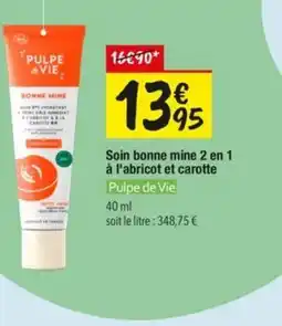 Les Comptoirs de la Bio Pulpe de Vie Soin bonne mine 2 en 1 à l'abricot et carotte offre