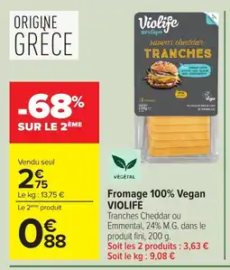 Carrefour VIOLIFE Fromage 100% Vegan offre