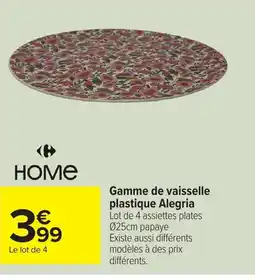 Carrefour HOME Gamme de vaisselle plastique Alegria offre