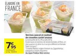Carrefour Verrines avocat et cocktail de crevettes surimi ananas offre