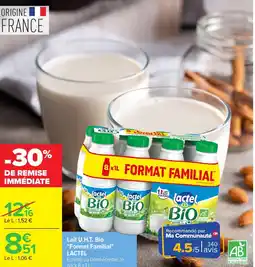 Carrefour LACTEL Lait U.H.T. Bio Format Familial offre