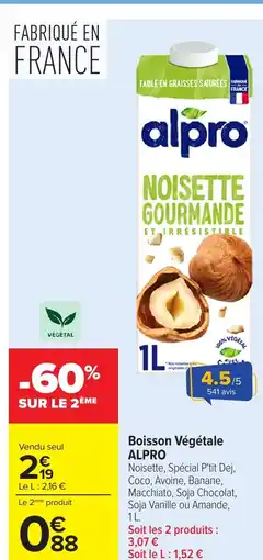 Carrefour ALPRO Boisson Végétale offre