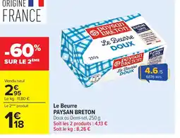 Carrefour PAYSAN BRETON Le Beurre offre