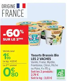 Carrefour LES 20 VACHES Yaourts Brassés Bio offre