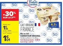 Carrefour CARREFOUR ORIGINAL Riz au lait offre
