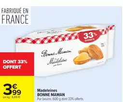 Carrefour BONNE MAMAN Madeleines offre