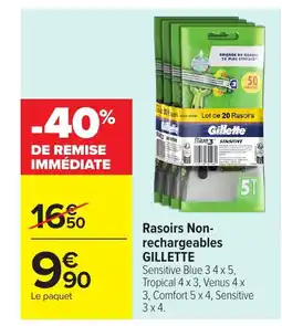 Carrefour GILLETTE Rasoirs Non- rechargeables offre