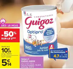 Carrefour GUIGOZ JUNIOR Optipro 4 offre