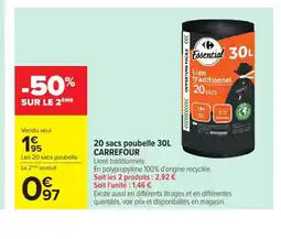 Carrefour CARREFOUR 20 sacs poubelle offre