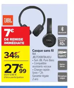 Carrefour JBL Casque sans fil offre
