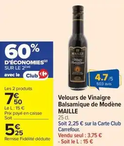 Carrefour Velours de Vinaigre Balsamique de Modène MAILLE offre
