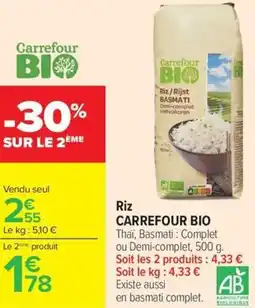 Carrefour Riz CARREFOUR BIO offre